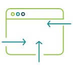 a pixel art drawing of a computer screen with arrows pointing in different directions