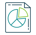 a pixel art drawing of a pie chart on a piece of paper