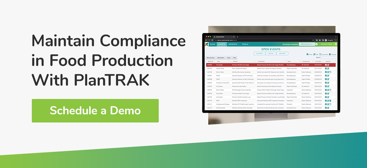 maintain compliance in food production with planTRAK